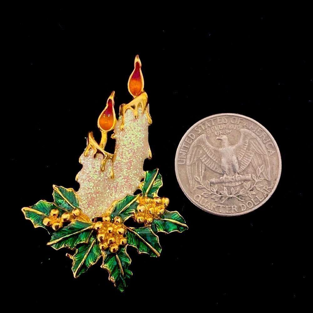 Vintage candle brooch, Christmas candle pin